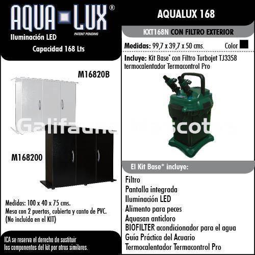 Kit Acuario Aqua-Lux 168 litros. Filtro Biopower y Turbojet. - Imagen 4