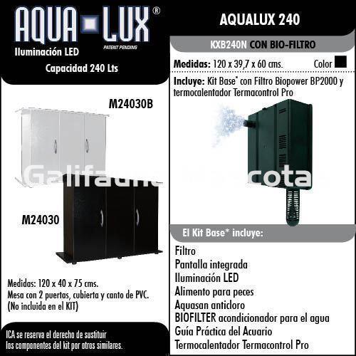 Kit Acuario Aqua-Lux 240 litros. Filtro Biopower y Turbojet. - Imagen 3