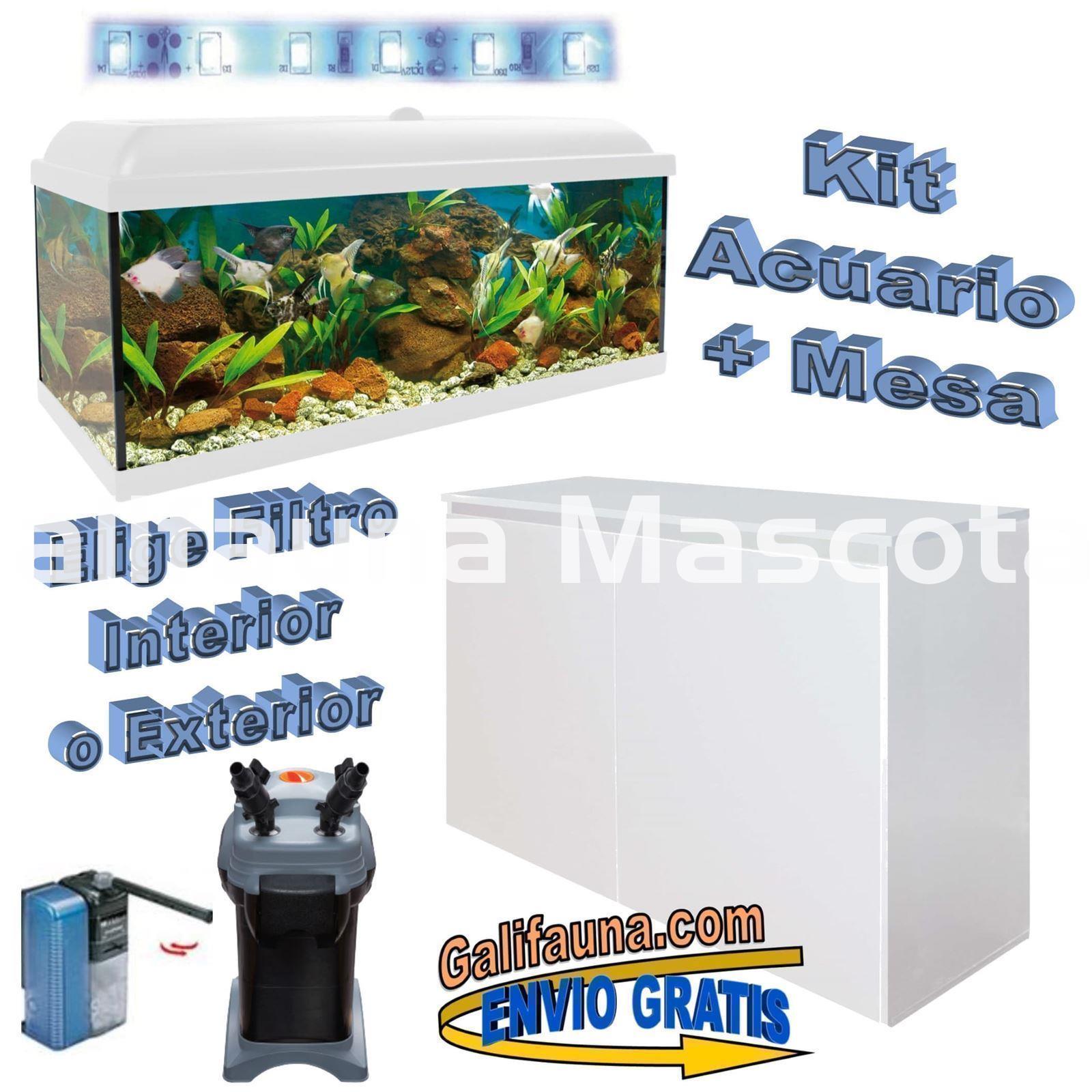 Kit acuario + Mesa Aqua-LED 130 litros. ACUARIO + MESA. - Imagen 1