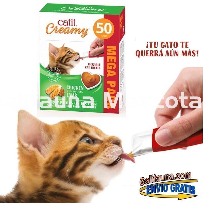 Pack de 50 Snacks CATIT CREAMY SNACK CREMOSO de POLLO Y CORDERO. - Imagen 1