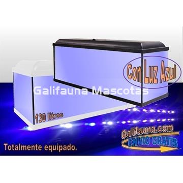 Acuario kit 130 Litros. Con luz azul. Efecto luz de luna. - Imagen 1