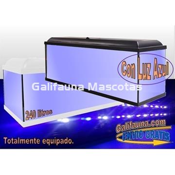 Acuario kit 240 Litros. Con luz azul. Efecto luz de luna. - Imagen 1
