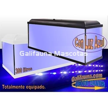 Acuario kit 300 Litros. Con luz azul. Efecto luz de luna. - Imagen 1