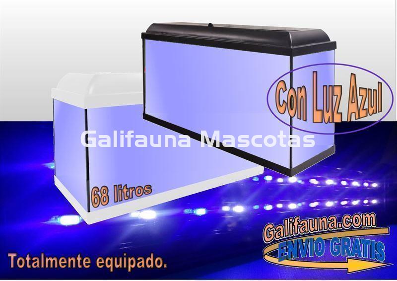 Acuario kit  68 Litros. Con luz azul. Efecto luz de luna. - Imagen 1