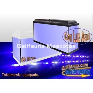 Acuario kit  68 Litros. Con luz azul. Efecto luz de luna. - Imagen 1