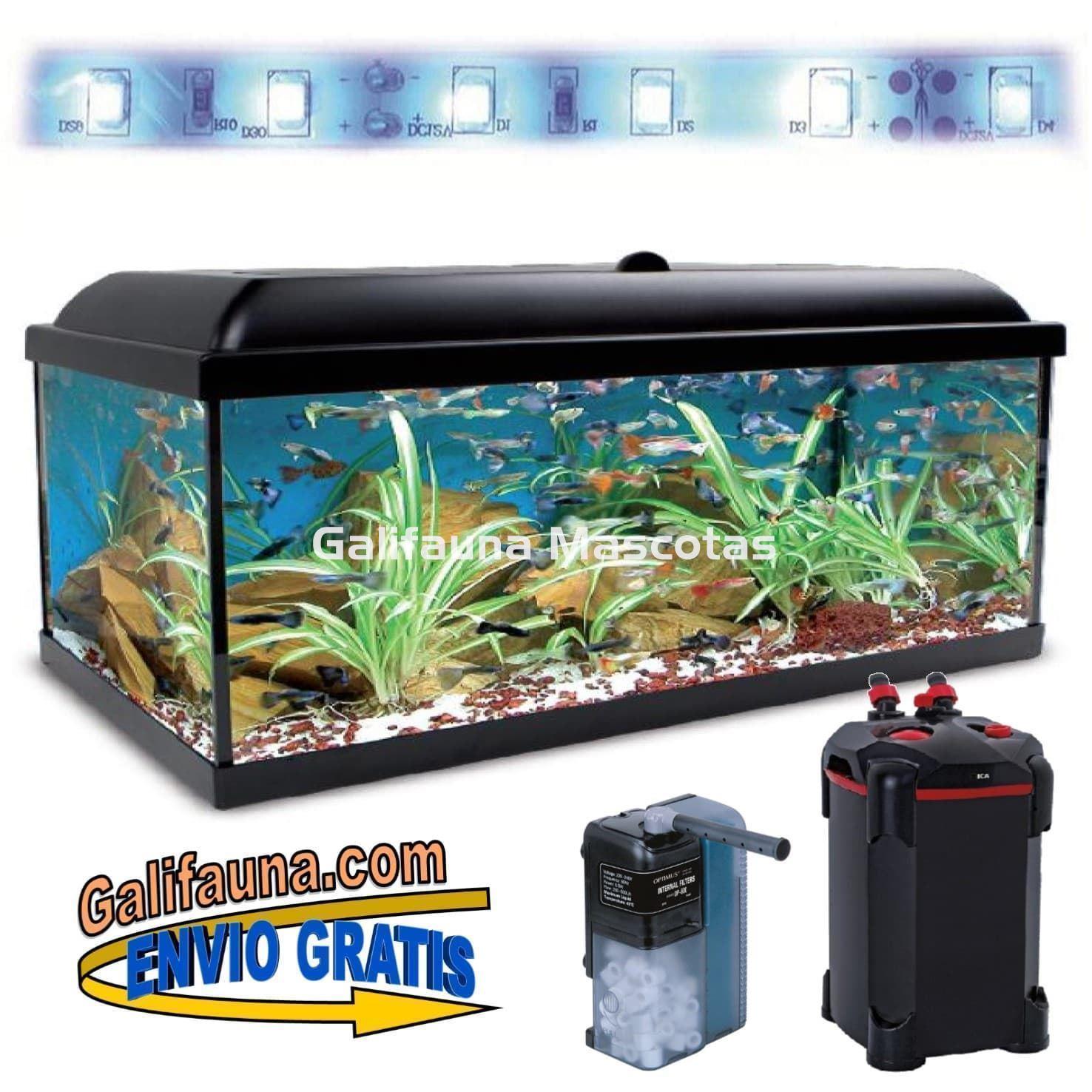 Acuario kit Aqualed 130 Litros. CON FILTRO EXTERIOR. - Imagen 1