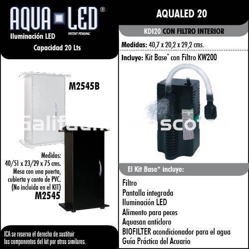Acuario kit Aqualed 20 Litros. Filtro interior. - Imagen 3