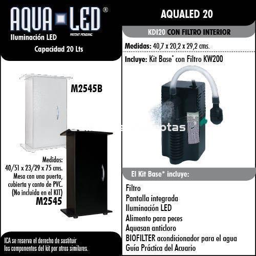 Acuario kit Aqualed 20 Litros. Filtro interior. - Imagen 3