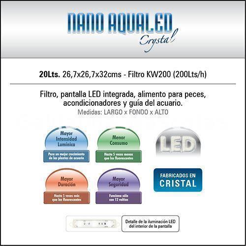 Acuario Nano Aqualed Crystal de 10, 20 o 30 litros. - Imagen 7