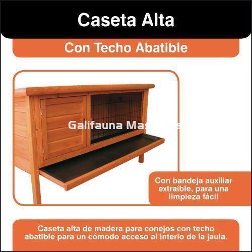 Caseta de madera alta para conejos. 124x45x70 - Imagen 2