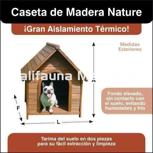Caseta de madera natural para perro L72 x F85.5 x A78 Cms. - Imagen 2
