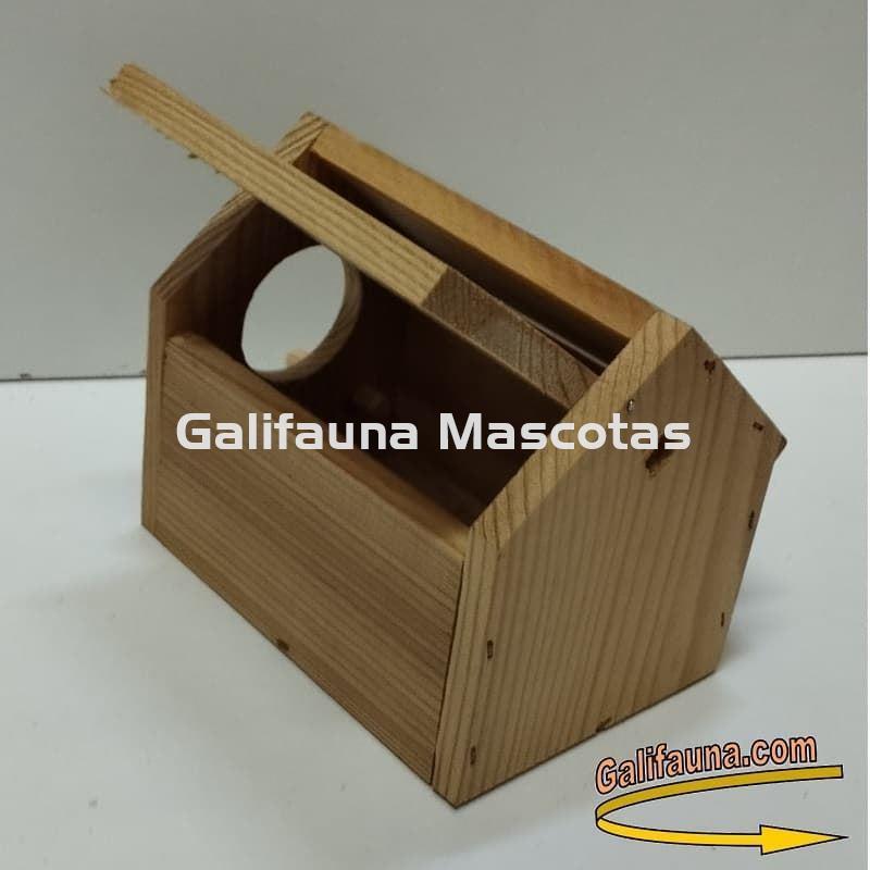 Casita NIDO de madera modelo Casita. Para pequeños pájaros. Con tapa abatible. - Imagen 2