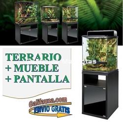COMBO Terrario + Mesa + Sistema de iluminación.  45x45 cm en varias alturas. - Imagen 1