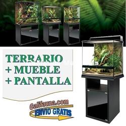 COMBO Terrario + Mesa + Sistema de iluminación.  60x45 cm en varias alturas. - Imagen 1