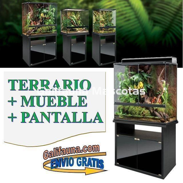 COMBO Terrario + Mesa + Sistema de iluminación. 90x45 cm en varias alturas. - Imagen 1