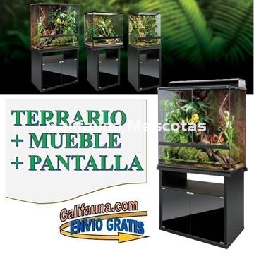 COMBO Terrario + Mesa + Sistema de iluminación.  90x45 cm en varias alturas. - Imagen 1