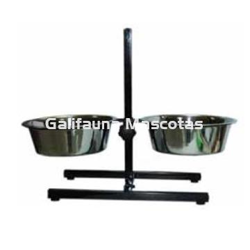 Comedero / bebedero inox doble con soporte regulable para perro. - Imagen 1