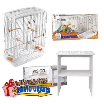 CONJUNTO JAULA+MESA VISION L12.   75 x 38 x 171,5 cm.  Alambre grueso. - Imagen 1