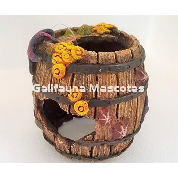 Decoración Barril agujereado con corales. - Imagen 1