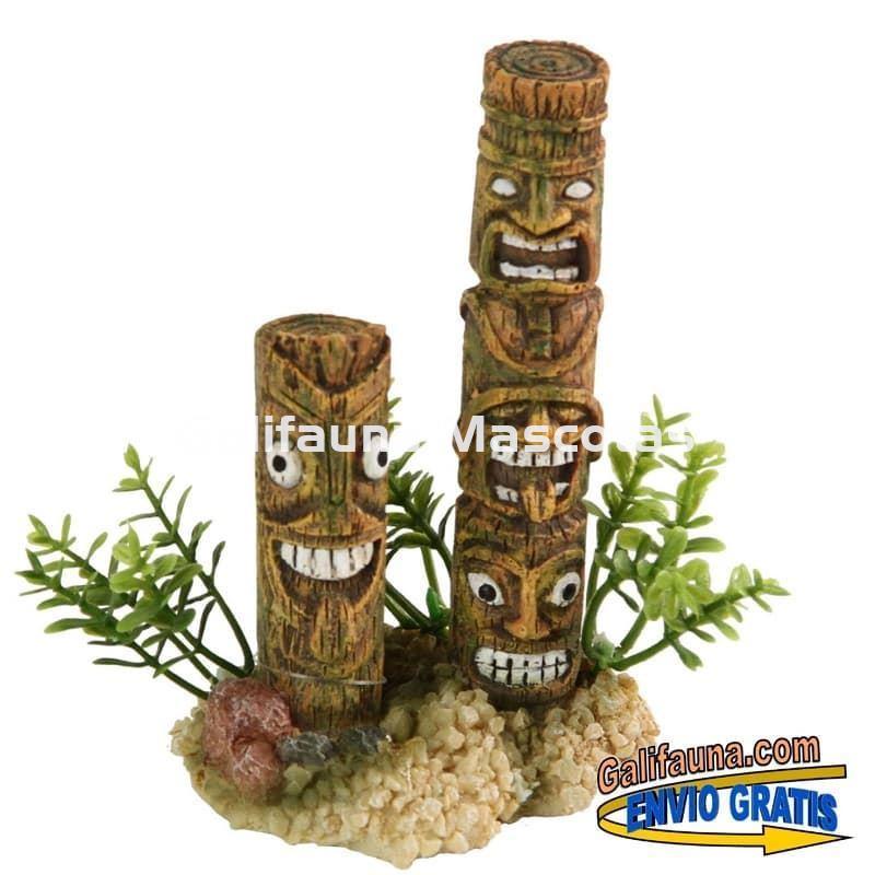 Decoracion Columnas troncos TIKI 11 cm. Ornamento para acuarios. - Imagen 1