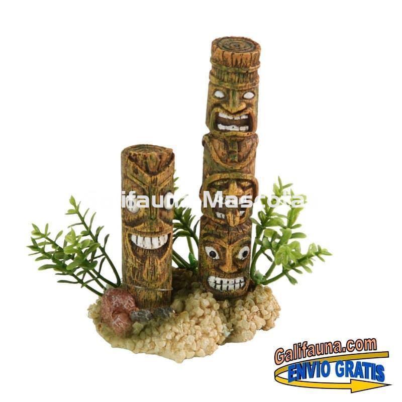 Decoracion Columnas troncos TIKI 11 cm. Ornamento para acuarios. - Imagen 2