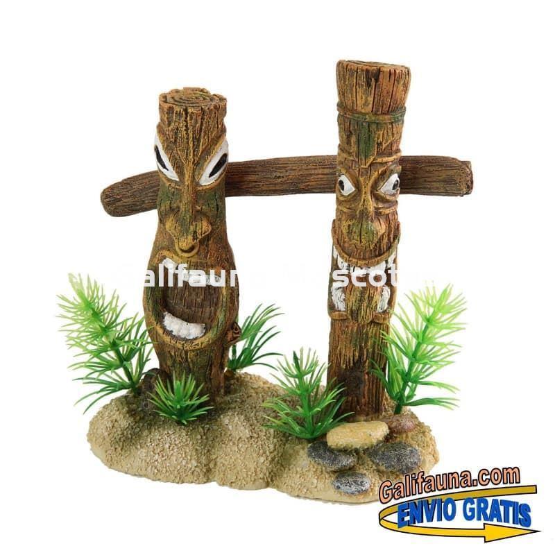 Decoracion Columnas troncos TIKI 14 cm. Ornamento para acuarios. - Imagen 2