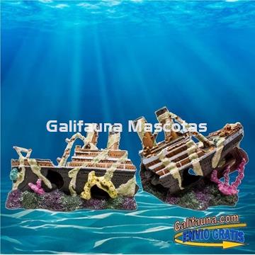 Decoración NAUFRAGIO TITANIC. Ornamento para acuarios Barco en dos piezas con huecos. - Imagen 1