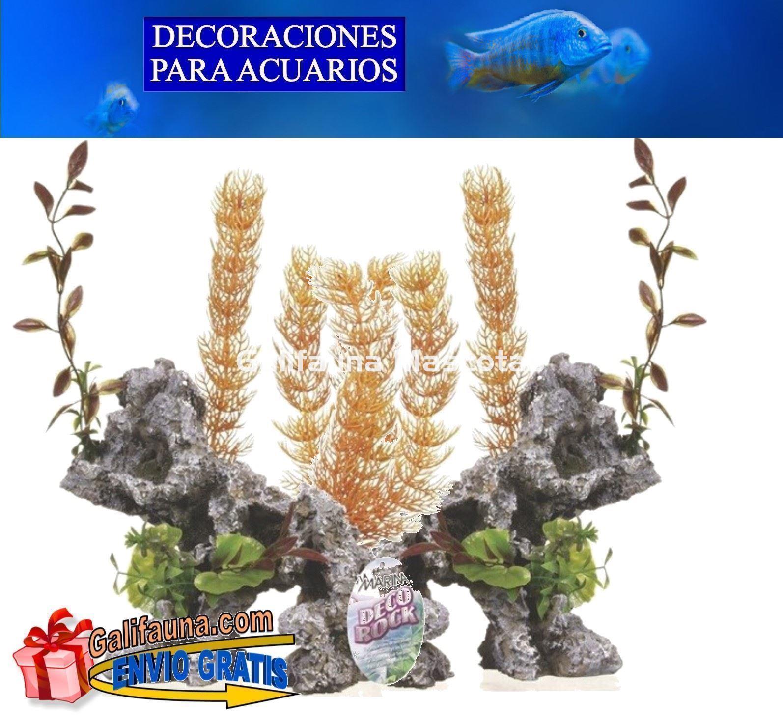 DOBLE Decoración GIGANTE rocas con plantas.  Ornamento especial para acuarios grandes. - Imagen 1