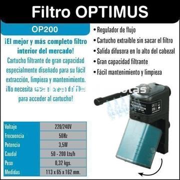 Filtro interior Optimus OP200. Caudal 50-200Lts/h 113x65x162mm - Imagen 2