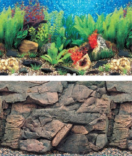 Fondo de acuario doble Rocas 3D / Plantas. Alto 49 cm. - Imagen 2