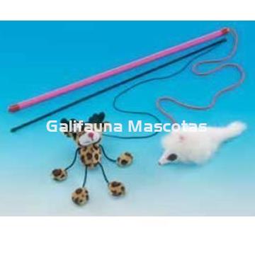 Juego Gato. Mango con goma y peluche muñeco. - Imagen 1