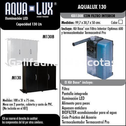 Kit Acuario Aqua-Lux 130 litros. Filtro Optimus y Biopower - Imagen 4