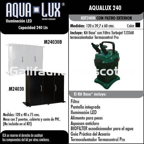 Kit Acuario Aqua-Lux 240 litros. Filtro Biopower y Turbojet. - Imagen 4