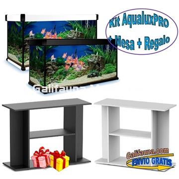 KIT ACUARIO de 100 litros AQUALUXPRO + MESA + DOBLE REGALO. - Imagen 1