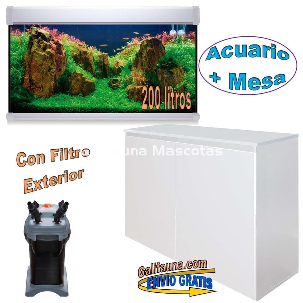 KIT ACUARIO de 200 litros AQUALUXPRO + MESA con filtro exterior - Imagen 1