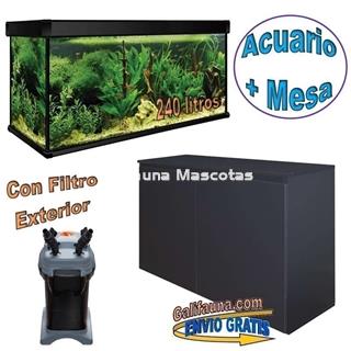 KIT ACUARIO de 240 litros AQUALUXPRO + MESA con filtro exterior - Imagen 1