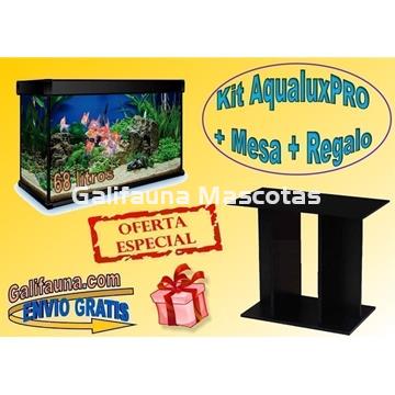KIT ACUARIO de  68 litros AQUALUXPRO + MESA + DOBLE REGALO. - Imagen 2