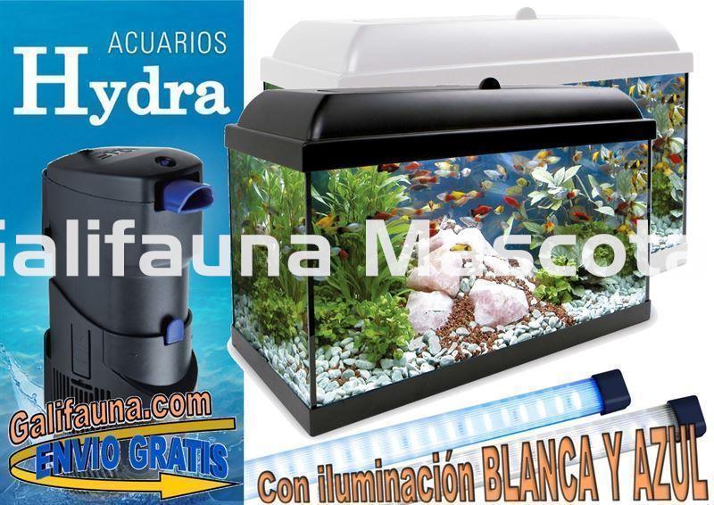 Kit acuario HYDRA LED AZUL 45 l. Con iluminación LED blanca y azul - Imagen 1