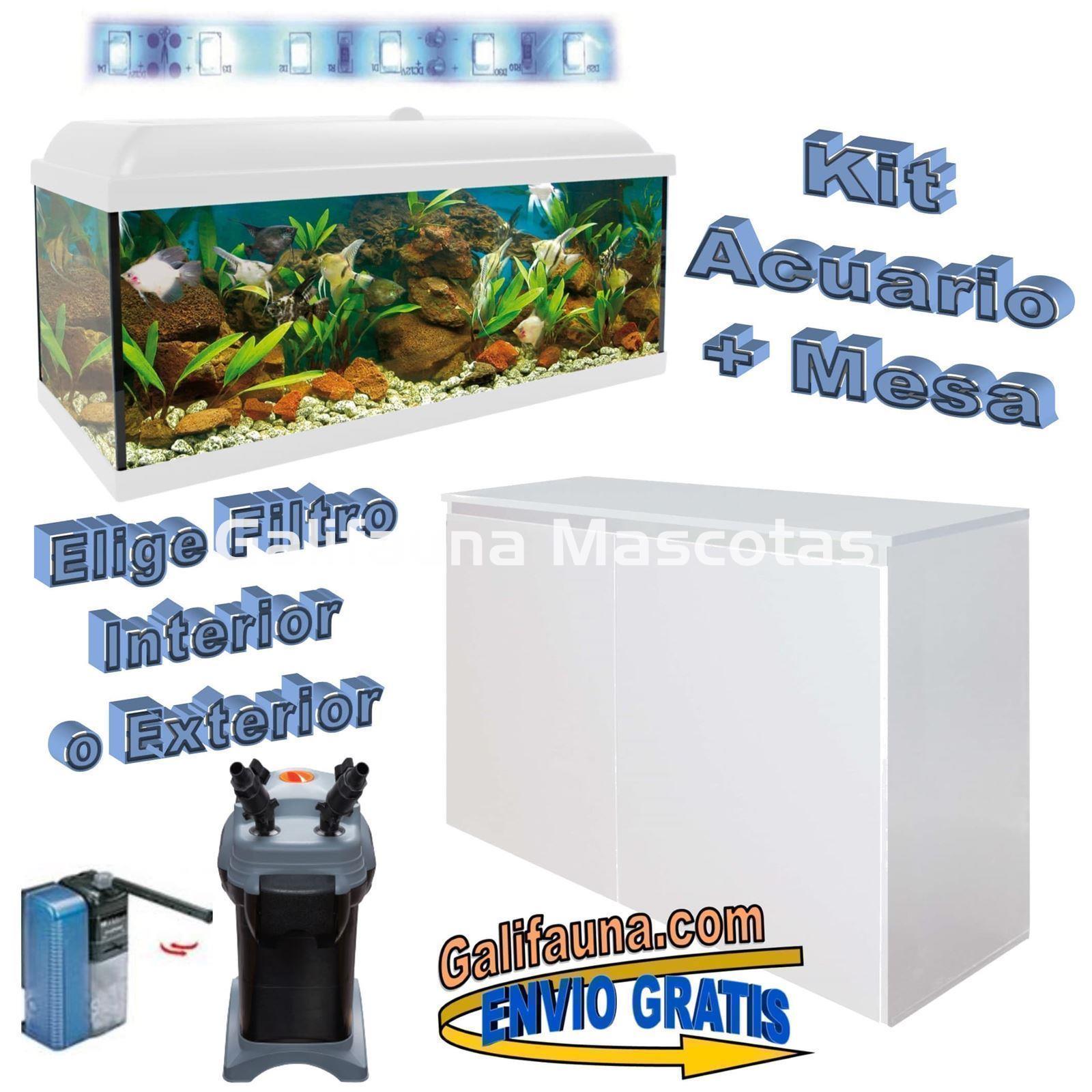 Kit acuario + Mesa Aqua-LED 130 litros. ACUARIO + MESA. - Imagen 1