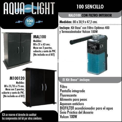 kit AquaLight 100 litros. Acuario 80 x 30 x 47. Todo incluido. - Imagen 2