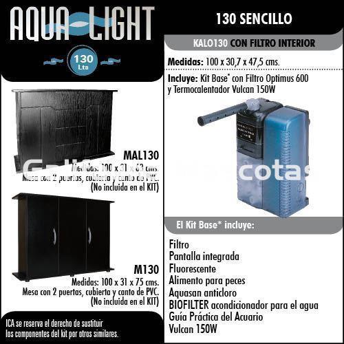 kit AquaLight 130 litros. Acuario 100 x 30,7 x 47,5 cm. Todo incluido. - Imagen 2