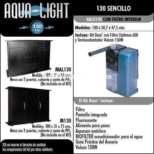 kit AquaLight 130 litros. Acuario 100 x 30,7 x 47,5 cm. Todo incluido. - Imagen 2