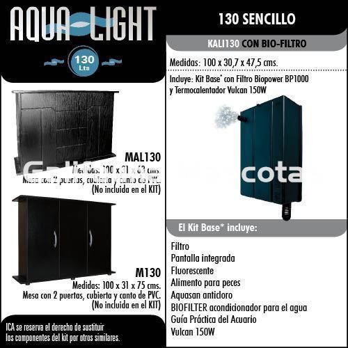 kit AquaLight 130 litros. Acuario 100 x 30,7 x 47,5 cm. Todo incluido. - Imagen 3