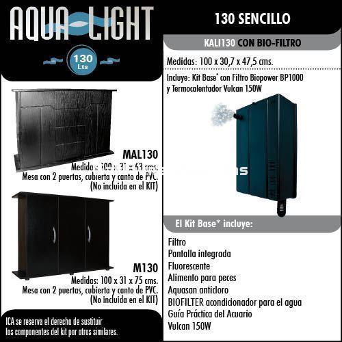 kit AquaLight 130 litros. Acuario 100 x 30,7 x 47,5 cm. Todo incluido. - Imagen 3