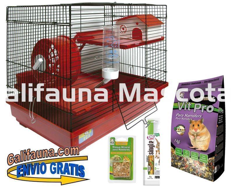 KIT Jaula para Hamsters y pequeños roedores (Incluye Alimento, Mineral, etc.) - Imagen 1