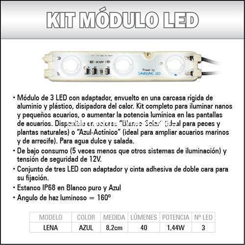 Kit mini tira 3 leds Azul en carcasa de aluminio ICA. - Imagen 3