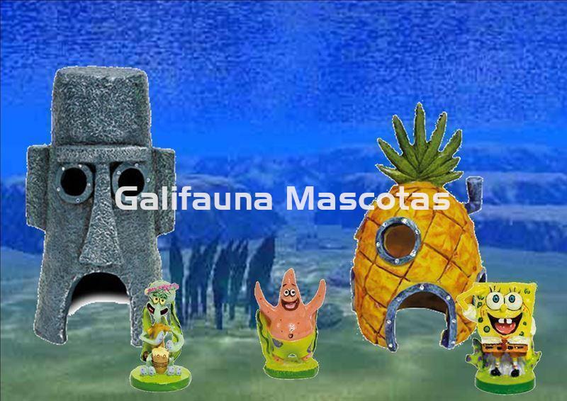 Lote Bob esponja, Calamardo y Patricio con sus casas. - Imagen 1