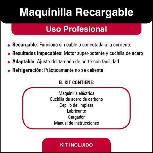 Maquinilla Profesional Recargable para corte de pelo. - Imagen 2