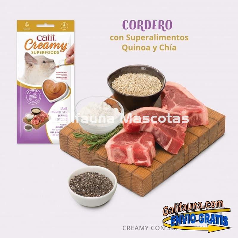 Pack de 48 Snacks CATIT CREAMY con SUPEALIMENTOS. SNACK CREMOSO de Cordero con Quinoa y Chía. - Imagen 1