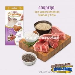 Pack de 48 Snacks CATIT CREAMY con SUPEALIMENTOS.  SNACK CREMOSO de Cordero con Quinoa y Chía. - Imagen 1